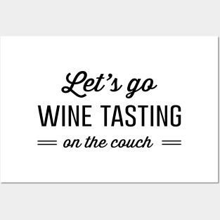 Wine tasting on couch Posters and Art